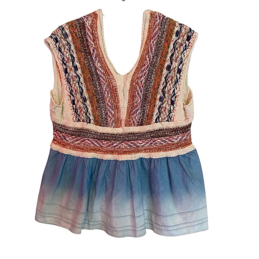 Pilcro Multicolor Knit Blouse with Blue Hem - Picture 5 of 6